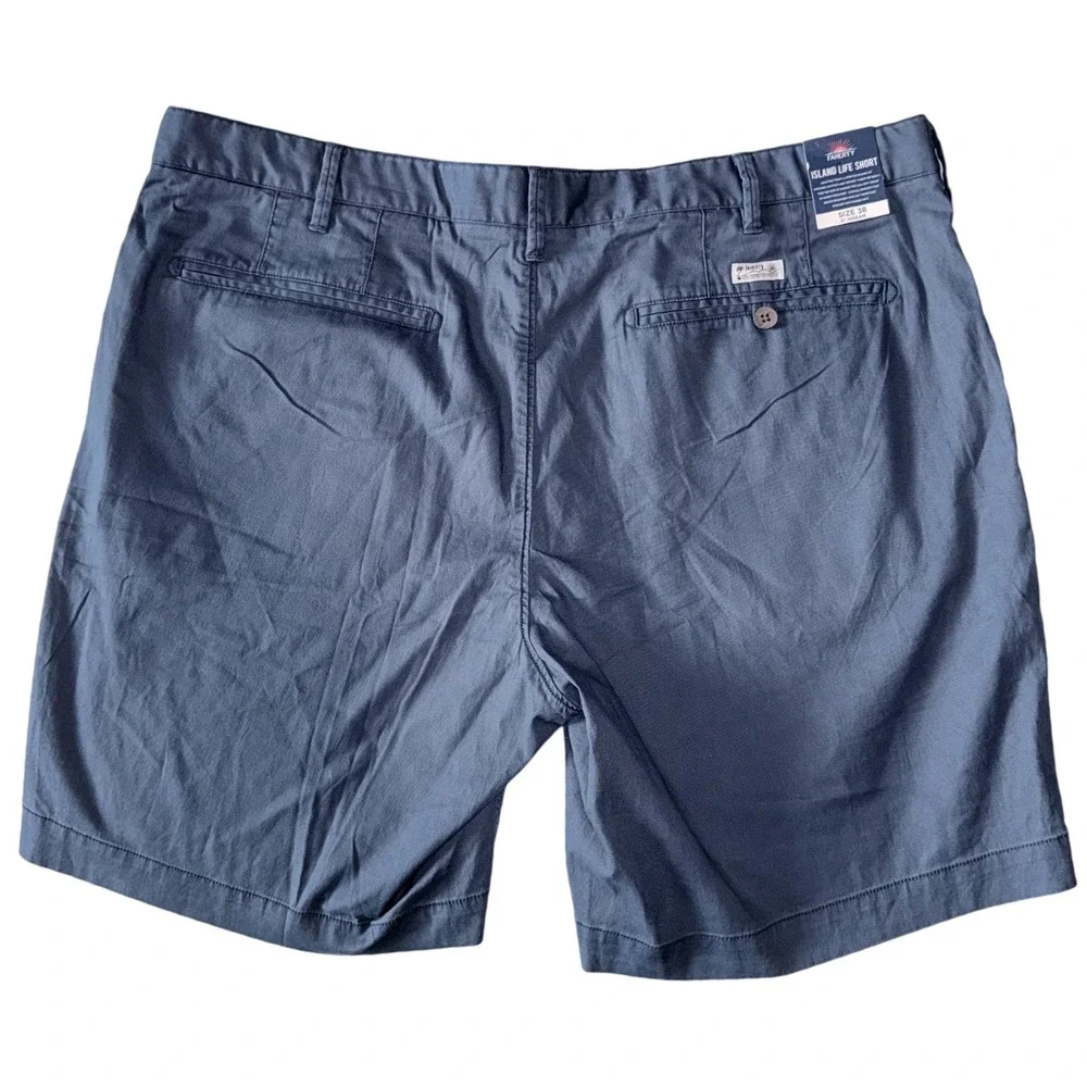 Faherty Mens 38 Waist Island Life Shorts Navy Blue‎ Organic NWT